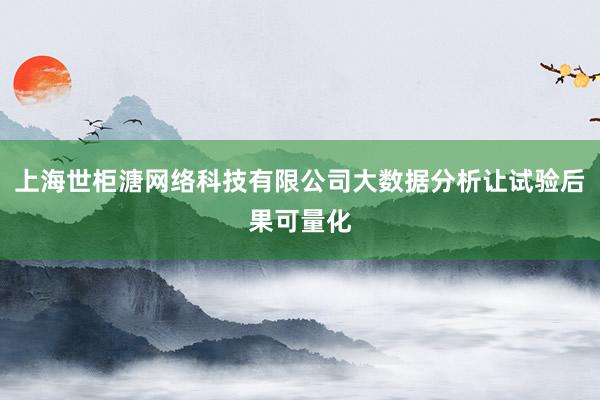 上海世柜溏网络科技有限公司大数据分析让试验后果可量化